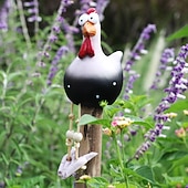 cheap Garden Sculptures&amp;Statues-Chicken Garden Decor Statues Sculptures Decoration Home Animal Funny Resin Figurines Garden Plug Pottery Figure Ornaments