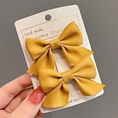 cheap Hair Clips-2 Pieces Toddler Girls&#039; Hair Accessories Active Sweet Solid Colored Bow Black Yellow