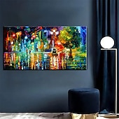 abordables Peintures paysages-Peinture à l&#039;huile à la main peint à la main mur art couteau rue paysage abstrait nordique décoration de la maison décor tendu cadre prêt à accrocher