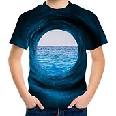 お買い得  男の子の3Dビジョンと幾何学-3Dプリント　面白いTシャツ　半袖  子供　男の子　キッズ　メンズ 3d柄　柔らかい 快適 吸汗速乾　おしゃれ　トップス　シャツ キッズファッション　個性的　プレゼント