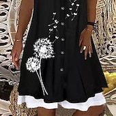 abordables Robe noire-Mini robe Femme Robe Droite Manche Courte Printemps Eté - basique Casual Moderne Dentelle faux deux pièces Floral Col Ras du Cou 2023 Noir bleu marine Gris S M L XL XXL XXXL