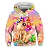 economico Cartone animato 3D della ragazza-Da ragazza 3D Cielo stellato Unicorno Felpa con cappuccio Manica lunga Stampa 3D Primavera Autunno Inverno Attivo Streetwear Bambino 3-12 anni Esterno Giornaliero