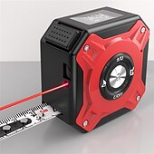 お買い得  物理的測定器-レーザー巻尺2-in-1レーザー巻尺131フィート多機能巻尺16フィート/ 5m、液晶デジタルディスプレイ付きナイロンコーティングテープ、磁気フック付きdiy測定面積/体積