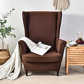 abordables Cubierta de sillón y silla sin brazo-Funda elástica de color sólido para sillón orejero, funda de licra, funda para sillón orejero, funda de color burdeos y rojo con parte inferior elástica para decoración de sala de estar y dormitorio