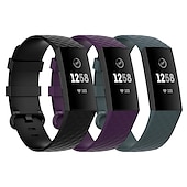 cheap Fitbit Watch Bands-3 Pack Watch Band for Fitbit Charge 4 / Charge 3 / Charge 3 SE Silicone Replacement  Strap Soft Elastic Breathable Sport Band Wristband