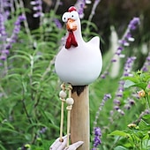 cheap Garden Sculptures&amp;Statues-Chicken Garden Decor Statues Sculptures Decoration Home Animal Funny Resin Figurines Garden Plug Pottery Figure Ornaments