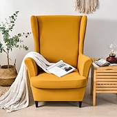 abordables Cubierta de sillón y silla sin brazo-Funda elástica de color sólido para sillón orejero, funda de licra, funda para sillón orejero, funda de color burdeos y rojo con parte inferior elástica para decoración de sala de estar y dormitorio