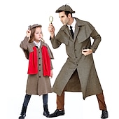 levne Pánské kostýmy-Retro Řvoucí 20s 20. léta 20. století Kabát Maškarní Čepice lovců na jeleny Sherlock Holmes Maškarní kostým Pánské Karneval Plesová maškaráda Párty Plesová maškaráda Dospělé Kabát Klobouk Podzim zima