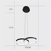 economico Modello a cerchio-55cm led dimmerabile lampadario nordico nero oro lampadario alluminio sputnik finiture verniciate led stile nordico 220-240v
