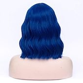 abordables Perruques Synthétiques Sans Bonnet-perruque synthétique ondulée bob perruque courte rose cheveux synthétiques femme cosplay party mode bleu violet orange