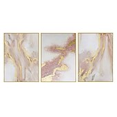 billiga Abstrakta målningar-oljemålning 100 % handgjord handmålad väggkonst på duk gyllene rosa marmor vertikal abstrakt landskap samtida modern heminredning dekor rullad duk utan ram osträckt