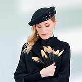 tanie czapki imprezowe-Czapki 100% wełna Beret Kapelusz bucket Specjalne okazje Impreza / Wieczór Kentucky Derby koktajl Królewski Astcot Moda Elegancja Z Kokarda Ćwiek Winieta Nakrycia Głowy