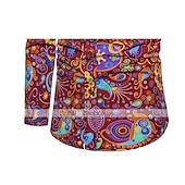 ieftine Model etnic-Bărbați Imprimeu Paisley Tribal Cămașă Cămașă Boho Camașă cu nasturi Manșon Lung Epocă Modă Șic Stradă Zilnic Plajă Concediu Primavara vara Toamna iarna Guler Pătrat Imprimeu Galben Roșu-aprins