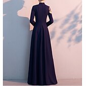 cheap Floor Length-A-Line Mother of the Bride Dress Elegant Simple High Neck Floor Length Stretch Fabric Long Sleeve with Pleats Appliques 2025 free custom size