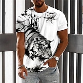 abordables T-shirts à imprimé animal-Homme Unisexe tigre Imprimés Photos T shirt Manche Courte T-shirt 3D effet Col Ras du Cou Chemise Design Décontractées Grand et grand du quotidien Vacances Blanche Jaune Vert Eté Vêtement Tenue S M L
