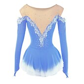 voordelige Schaatsjurken-Kunstschaatsjurk Dames Voor meisjes Schaatsen Jurken Geel Roze Donker paars Lapwerk Netstof Spandex Hoge Elasticiteit Wedstrijd Kunstschaatskleding Kristal / Bergkristal Stom licht Modieus Lange mouw