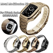 preiswerte Apple Watch-Armbänder-Gliederarmband Kompatibel mit Apple Watch Armband 40mm 41mm 44mm 45 mm mit Fall Herren Schmetterlingsschnalle Edelstahl Ersatzarmband für iwatch Series 9 8 7 6 5 4 SE