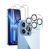 Недорогие Защитные плёнки для экрана iPhone-[2+2 пакета] Защитная пленка для экрана + Защитная пленка для объектива камеры Назначение Apple iPhone 16 Про Макс Плюс Айфон 15 Про Макс Плюс iPhone 14 Pro Max iPhone 13 iPhone 12 Закаленное стекло