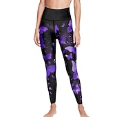 abordables Leggings y mallas de yoga-Mujer Pantalones de yoga Levantamiento de tope Control de barriga Alta cintura Entrenamiento de gimnasio Corriendo Aptitud física Calzas Cortas Mariposa Amarillo Rojo Azul Otoño Invierno Deportes