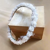 billiga Bröllopshuvud-bröllop blomma boho beach headpieces flicka krans med vackra blommor