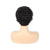 voordelige Kaploze pruiken van echt haar-Echt haar Pruik Kort Afro krullend Pixie-kapsel Natuur Zwart Dames Feest Modieus Zonder kap Braziliaans haar Dames Zwart Vakantie Feest / Uitgaan Dagelijks