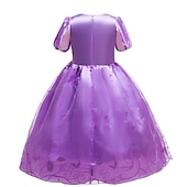 cheap Girl's Halloween Costumes-Book Week 2026 Girls' 3D Rose Solid Colored Dress Sleeveless Summer Fall Sports &amp; Outdoor Daily Princess Costume Kids 2-8 Years A Line Dress Tulle Dress Maxi Regular Fit