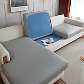 abordables Funda de sofá-Funda de cojín elástica de piel sintética para sofá, color burdeos, 100 % impermeable, para silla, protector de muebles, funda de sofá con base elástica, lavable