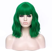 abordables Perruques Synthétiques Sans Bonnet-perruque synthétique ondulée bob perruque courte rose cheveux synthétiques femme cosplay party mode bleu violet orange