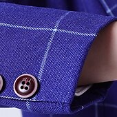billiga Pojkes formella kostym-3 delar Ringbärarkostym Pojkar Barn Småbarn Kostym Formell kostym Kostym och blazer Byxset Formellt set Fest Speciellt Tillfälle Vintage Mode Formell Rutig Rosett Rubinrött Blå Grå Bomull