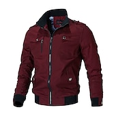 preiswerte Herrenjacken &amp; Herrenmäntel-Herren Bomberjacke Jacke Sport Jacke Outdoor Sport Windundurchlässig Warm Winter Einfarbig Militär Taktisch Ständer Standard Schwarz Armeegrün Rote Blau Khaki Jacken