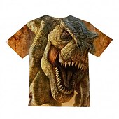 abordables Animales 3D para Niño-Niños Chico Camiseta Manga Corta Bleu Ciel Azul cielo Azul marinero Impresión 3D Dinosaurio Animal Escuela Diario Interior Básico Fresco 3-12 años / Verano