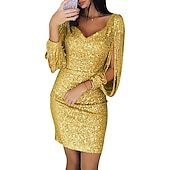 ieftine Rochii-Retro / vintage Urlați 20 de ani Anii 1920 Rochie Flapper Rochii Rochie de bal Gatsby Charleston Invitat la nuntă Paiete Franjuri Paiete Pentru femei Carnaval Mascaradă Nuntă Invitat la nunta