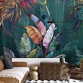 cheap Wallpaper-Mural Wallpaper Wall Sticker Covering Print Peel and Stick Removable Tropical Palm Leaf Canvas Home Décor