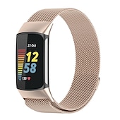 billiga Fitbit klockband-Smart Watch-band Kompatibel med Fitbit Charge 5 Rostfritt stål Smart klocka Rem Elastisk Magnetlås Milanesisk loop Ersättning Armband