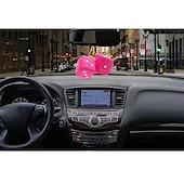 cheap Car Pendants &amp; Ornaments-1Pair Car Pendant Interior Hanging Rearview Mirrors Short Plush Fuzzy Dice 2.75inc Plush Car Decorative Hanging Mirror Fuzzy Dice Lucky Hanging Accessories