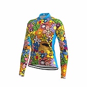 billiga Tröjor för kvinnor-Dam Cykeltröja Regnbåge Blommig Botanisk HBTQ Långärmad Cykel Tröja Överdelar med 3 bakfickor Bergscykling Vägcykling Snabb tork Reflexremsa Bakficka Fuktabsorberande sporter Gul Blå Purpur Kläder