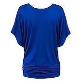 ieftine tricou simplu-tricou de damă plus mărime tricou visiniu îmbrăcăminte de stradă ocazional preppy mânecă liliac cu mânecă cu jumătate de mânecă obișnuit topuri obișnuite cu gât în v ieșiri zilnic în weekend negru