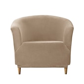 cheap Armchair Cover &amp; Armless Chair Cover-Velvet Club Chair Barrel Chair Slipcover Burgundy Stretch Armchair Covers 1-Piece Club Tub Chair Covers Sofa Cover Couch Furniture Protector Cover Plush Spandex Couch Covers for Living Room