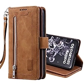abordables Coques Samsung-téléphone Coque Pour Samsung Galaxy S24 S23 S22 S21 S20 Plus Ultra A54 A34 A14 A73 A53 A33 A72 S10 A71 A52 A51 S25 Ultra Coque Intégrale Portefeuille Avec Support bling fermeture Éclair Rétro Brillant