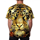 billige T-skjorter med dyreprint-Herre Unisex Dyr Tiger Grafiske trykk T skjorte Kortermet T skjorte 3D-utskrift Crew-hals Skjorte Designer Fritid Stor og høy Daglig Ferie Svart Hvit Gul Sommer Klær S M L XL XXL 3XL 4XL