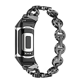 ieftine Curele de ceas Fitbit-Uita-Band pentru Fitbit Charge 5 Oțel inoxidabil Înlocuire Curea Bling Diamond Bratara de bijuterii Brăţară