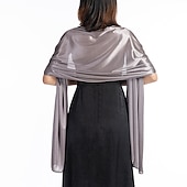economico Scialli-sciarpa da donna in imitazione seta trasparente, mantello, scialle lungo, tinta unita, per festa di nozze, elegante e scintillante&amp;amp;abito da sposa con sciarpa damigella d&#039;onore splendente per