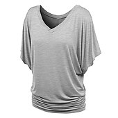 ieftine tricou simplu-tricou de damă plus mărime tricou visiniu îmbrăcăminte de stradă ocazional preppy mânecă liliac cu mânecă cu jumătate de mânecă obișnuit topuri obișnuite cu gât în v ieșiri zilnic în weekend negru