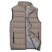 preiswerte Herren Steppweste-Herren Einfarbig Laufwesten Daunenweste Steppweste Frühling Herbst Winter Kariert Vollreißverschluss Innentasche Ärmellos Lässig Athleisure Stehkragen Thermowarm Wasserdicht Winddicht Atmungsaktiv