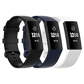 cheap Fitbit Watch Bands-3 Pack Watch Band for Fitbit Charge 4 / Charge 3 / Charge 3 SE Silicone Replacement  Strap Soft Elastic Breathable Sport Band Wristband