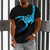 tanie Koszulki z nadrukiem zwierzęcym-Męskie Dla obu płci Wzory graficzne Skorpion Podkoszulek Krótki rękaw Podkoszulek Druk 3D Półgolf Koszula Designerskie Codzienny Duży i wysoki Codzienny Święto Czarny Lato Odzież S M L XL XXL 3XL