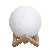 Недорогие Лампа для проектора и лазерный проектор-3d лунная лампа 3/16 цветов светодиодный ночник 3d печать лунный свет с деревянной подставкой &amp; сенсорное управление и перезаряжаемые usb декоративные лампы для спальни для друзей, любовников, подарки