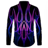 cheap Geometric Pattern-Men&#039;s Geometric Pattern Flame Shirt Button Up Shirt Long Sleeve Fashion Designer Casual Daily Holiday Going out Spring &amp; Summer Turndown 3D Print Button-Down Black / Red White Red Blue Purple