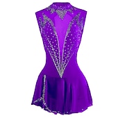voordelige Schaatsjurken-Kunstschaatsjurk Dames Voor meisjes Schaatsen Jurken Outfits Wit Roze Bordeaux Open achterkant Netstof Spandex Hoge Elasticiteit Wedstrijd Kunstschaatskleding Kristal / Bergkristal Mouwloos Schaatsen