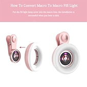 abordables Accessoires pour caméra de téléphone portable-Téléphone Caméra Lentille Objectif Macro 15X Lentille avec LED Adorable pour Samsung Galaxy iPhone